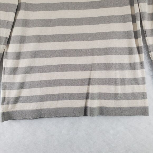 sz 42 Purotatto Silk Cashmere Knit Turtleneck Stripes Italy Italian Taupe Cream - Picture 12 of 12